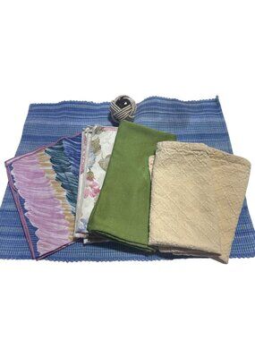 Single Persons Dining Linen Lot Placemat Napkins and Napkin Ring Multicolor
